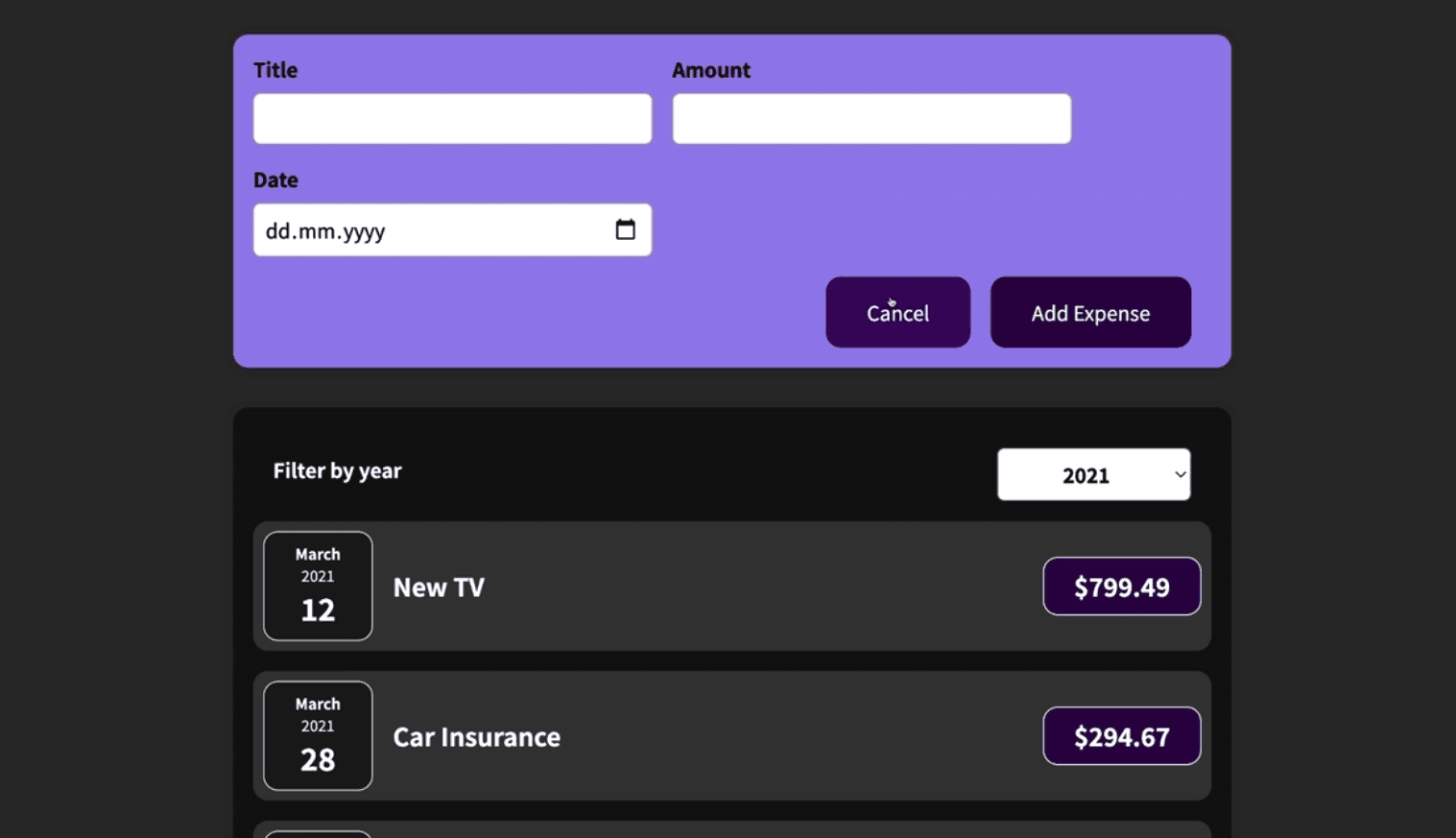 React Expense Tracker