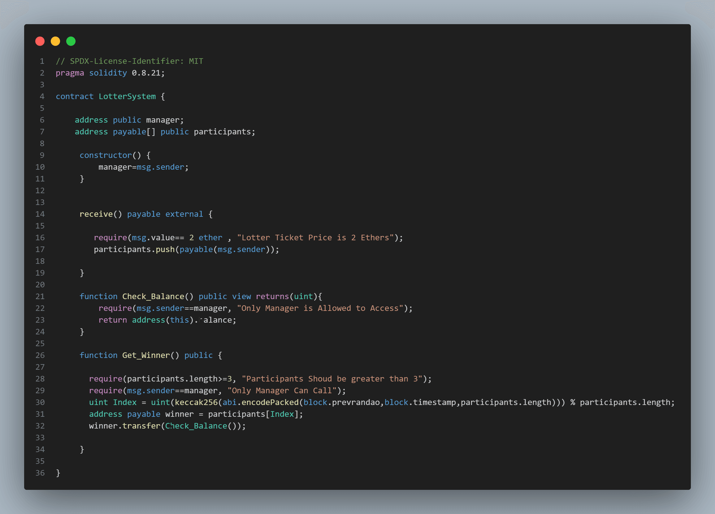 Lottery Smart Contract